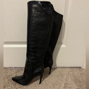 Vince Camuto Crocodile Western Style Knee High Boots